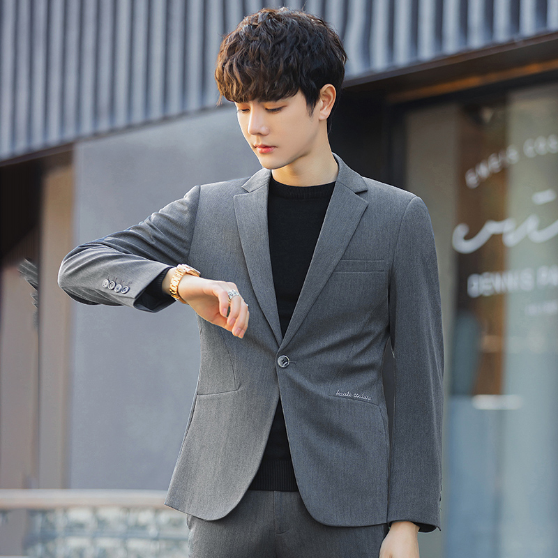 2021TM外景秋季新款男士休闲韩版修身潮流西装套装外套A8556P225