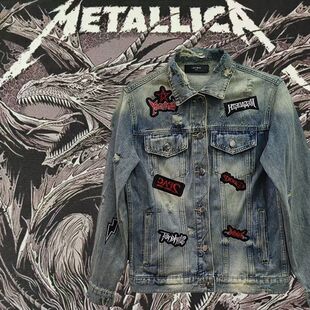 2025新款 背后贴布印花高街区别市面勋章夹克 背杀牛仔夹克外套男士