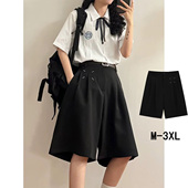 男女宽松阔腿百搭休闲五分裤 美式 短裤 设计感刺绣直筒西装 潮流夏季