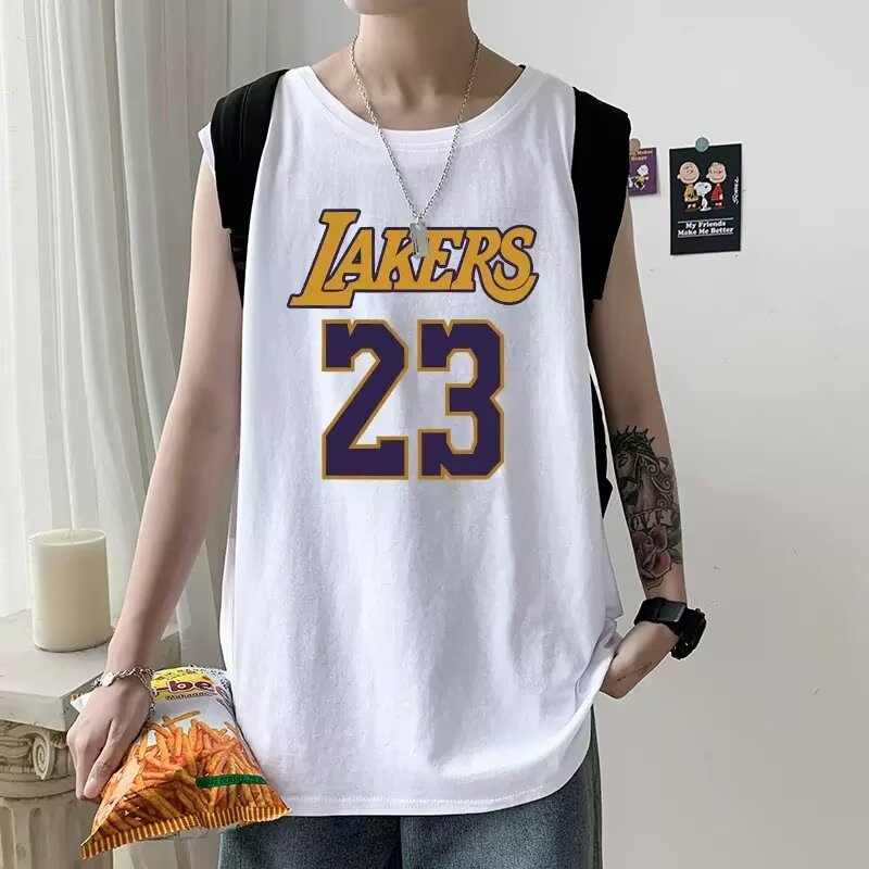 NBA球星詹姆斯篮球服男宽松潮流嘻哈男街头bf风短袖23号湖人球衣