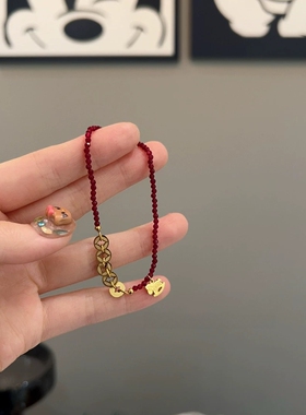 新中式国风小马串珠红绳手链小众设计感高弹力精致手链手饰