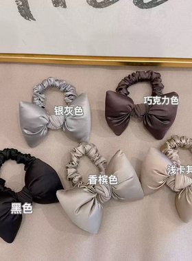 芭蕾风丝滑缎面包蝴蝶结大肠发圈韩国少女甜美充棉发饰丸子头发绳