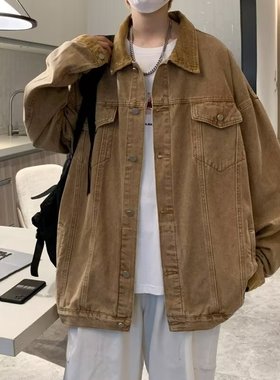 2025美式复古牛仔外套男oersize宽松春秋水洗做旧痞工装夹克