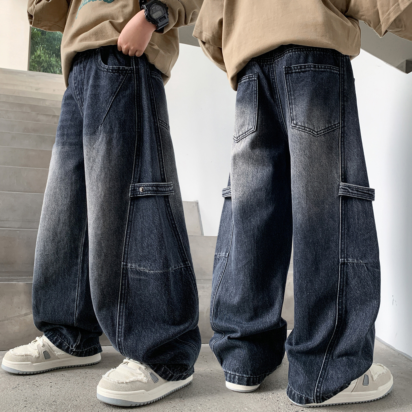 男童牛仔裤春秋儿童宽松裤子2025新款中大童秋季男孩秋装休闲长裤