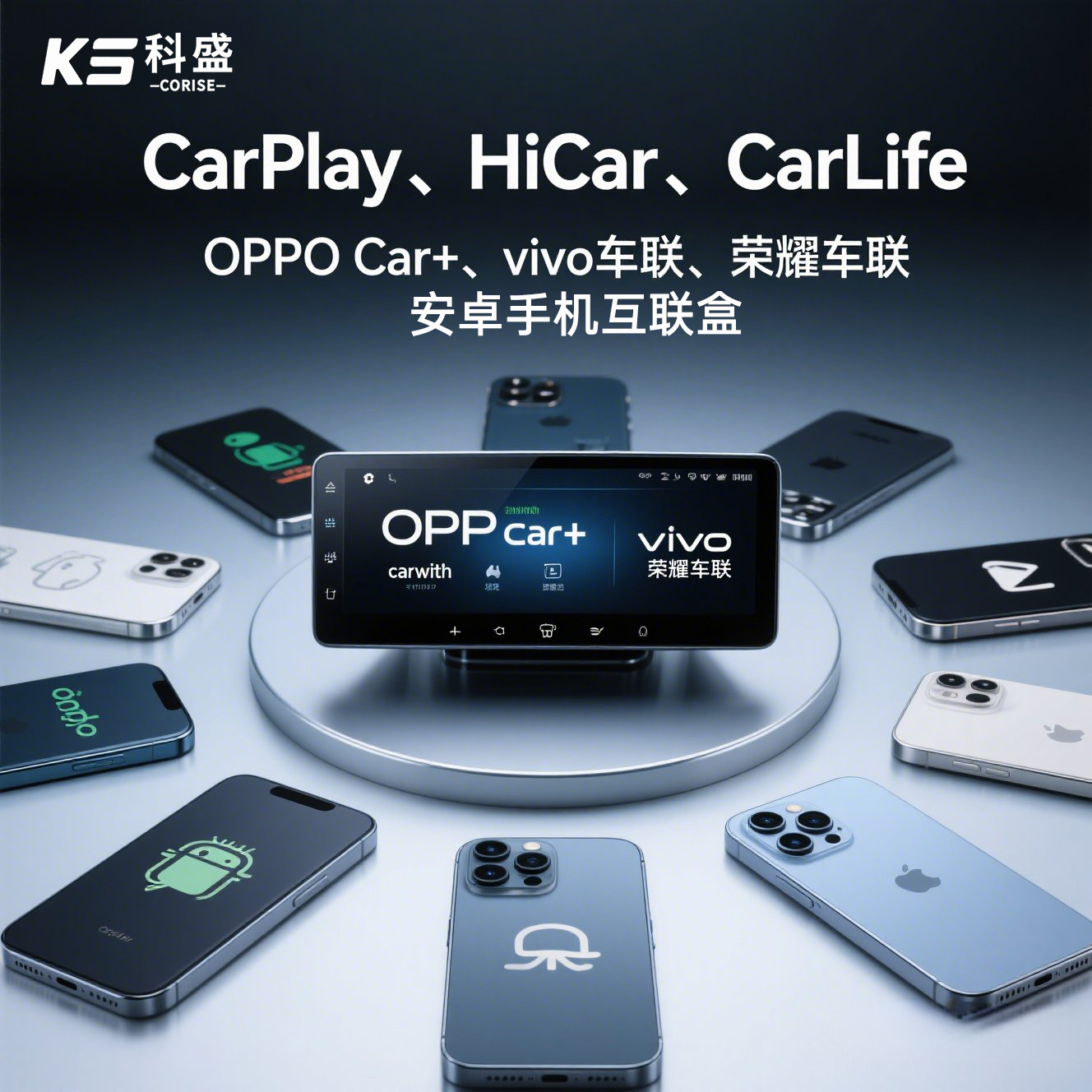 车载互联适用苹果无线carplay华为HiCar小米CarWith互联盒子ICCOA