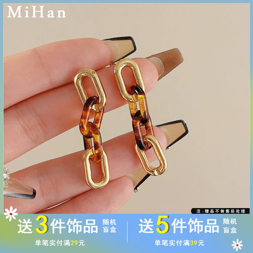 个性拼接树脂链条耳钉创意设计