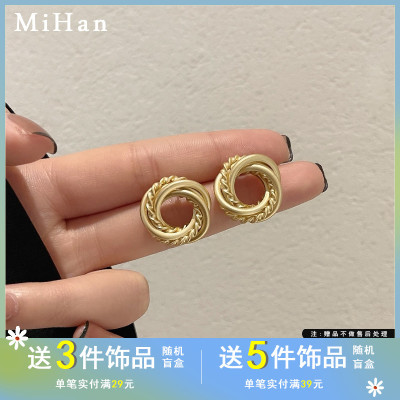 创意金属风缠绕设计耳钉女简约