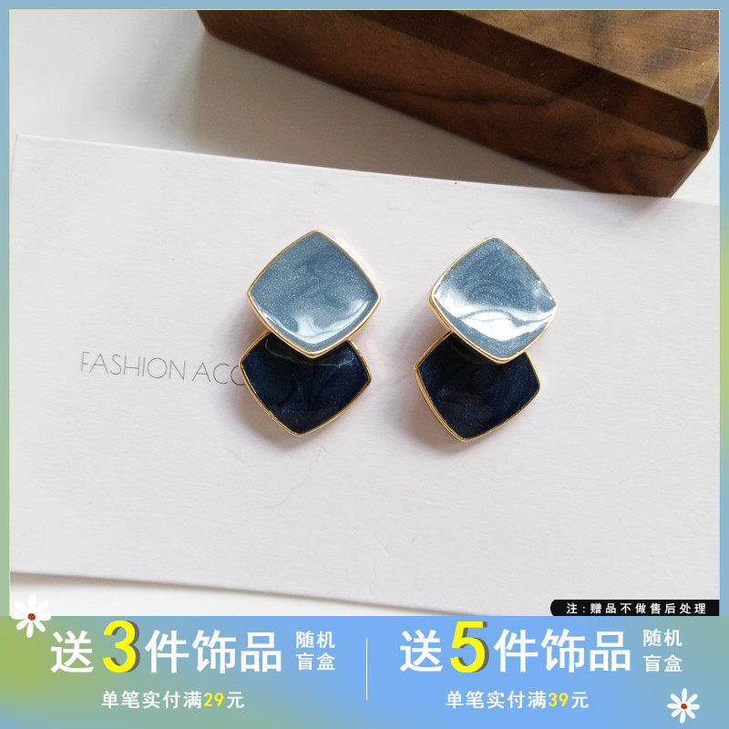 个性小众流行时尚简约墨兰撞色气质网红日韩ins风淑女耳钉耳坠905,饰品/流行首饰/时尚饰品新,耳环,淘宝优惠券,粉丝福利购,淘宝优惠卷