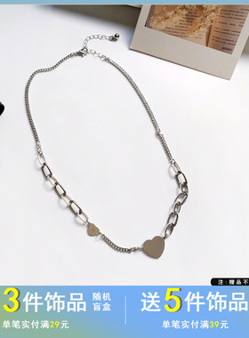 日韩风简约小众爱心形街拍项链