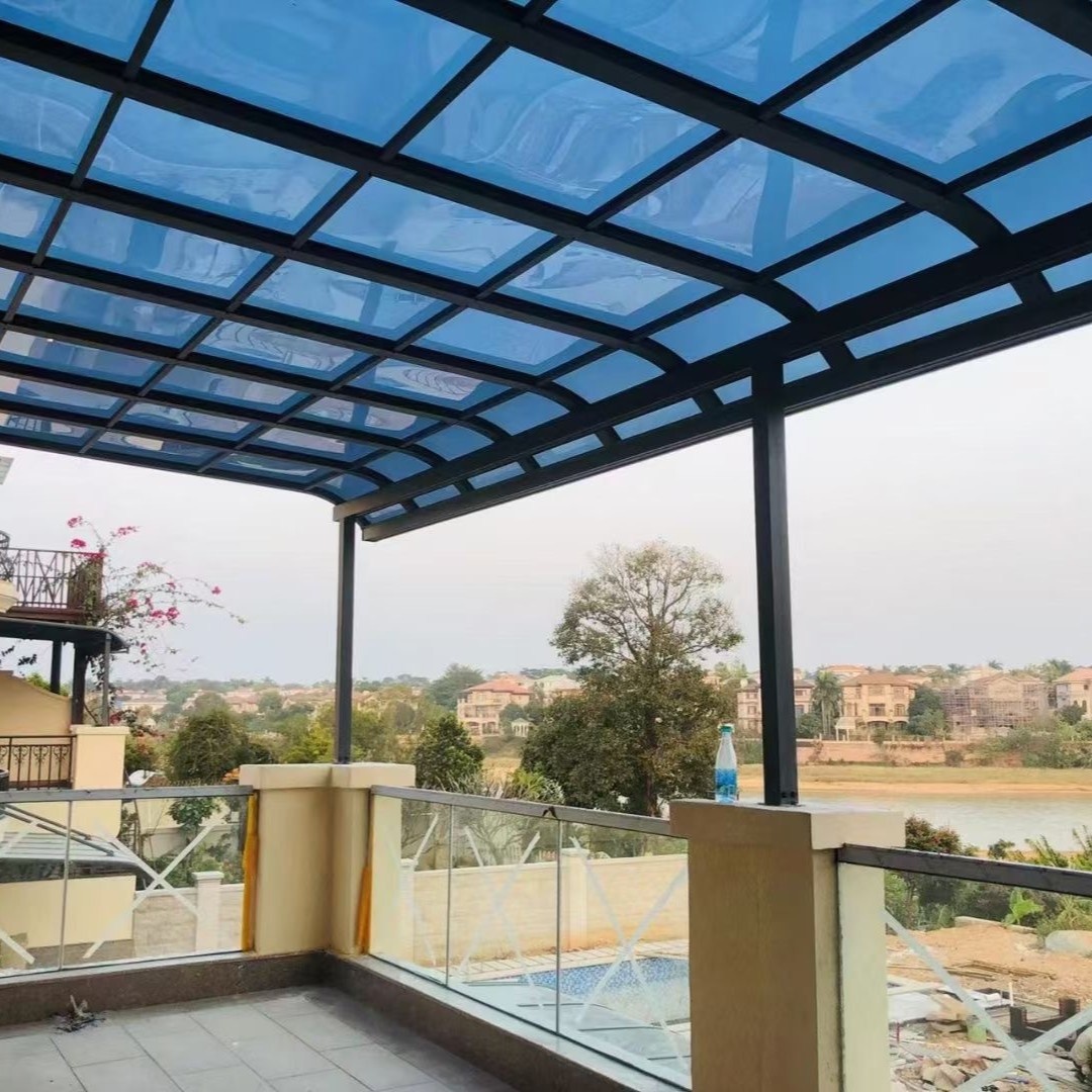 室外耐力板雨棚别墅铝合金组装阳蓬户外庭院透明遮阳棚露台雨棚