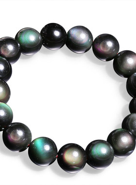 彩虹眼黑曜石手串石玥珠宝黑曜石