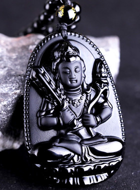 十二生肖守护神乌金黑曜石吊坠