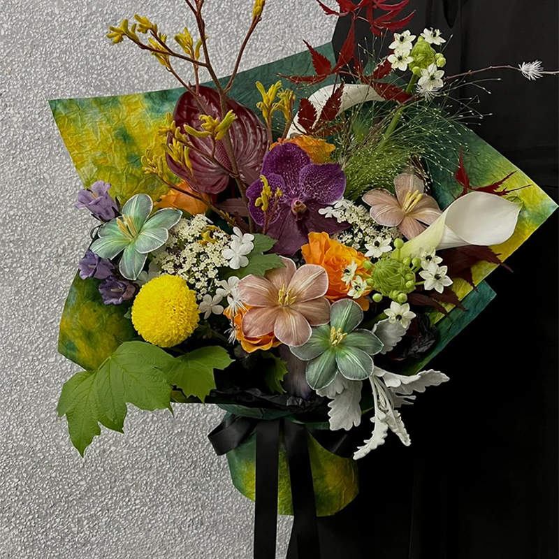 鲜花包装纸水墨石纹纸花束装饰