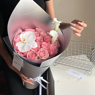 双面哑银造型纸高级感加厚银色硬卡纸包花手工花艺鲜花包装纸材料