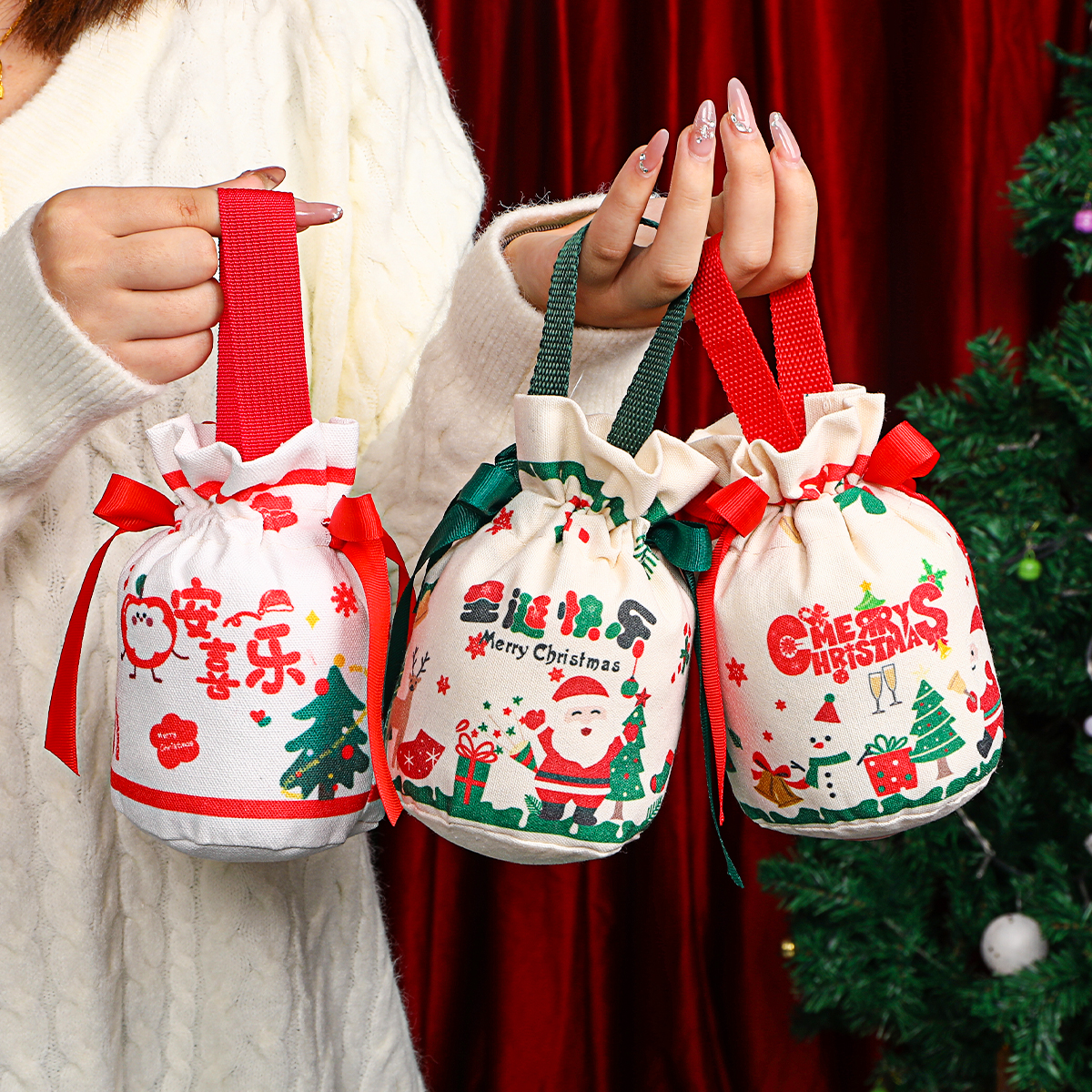 平安果帆布袋圣诞节小礼物袋