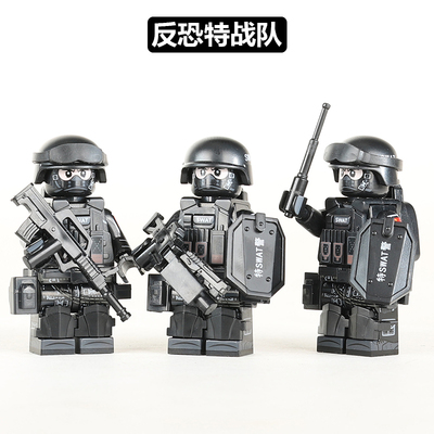 军事人仔反恐特战队防暴警察积木
