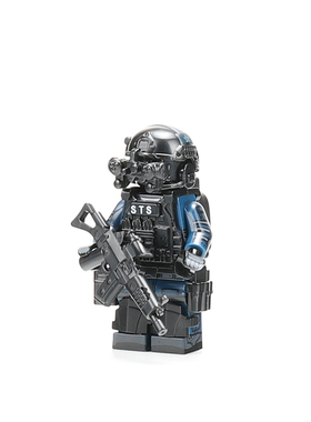 小颗粒城市人仔防暴警察积木STS速龙模型CTRU反恐特勤队拼装玩具