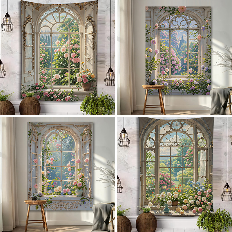 假窗户拍摄道具直播背景布墙壁装饰场景布置房间画布直播间3d立体背景墙欧式梦幻小众高级感背景墙氛围感新款图片