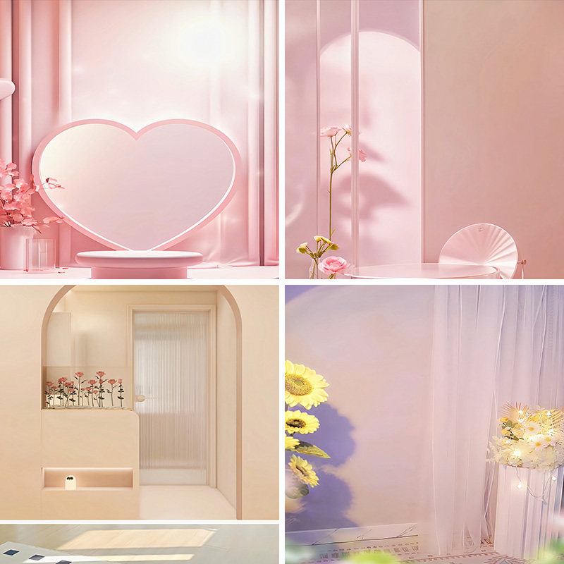 粉色情人节氛围感直播背景布3d立体背景墙红心化妆品抖音快手网红主播童装服装场景布置装饰鞋包带货跳舞新款,3C数码配件,背景布类,淘宝优惠券,粉丝福利购,淘宝优惠卷