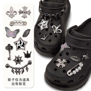 洞洞鞋配饰金属银色黑色适配卡骆驰智必星crocs鞋花配件
