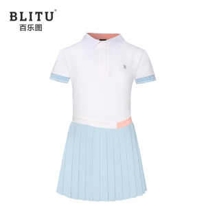 儿童高尔夫衣服女童连衣裙夏季时尚运动排汗透气裙子防走光短裙