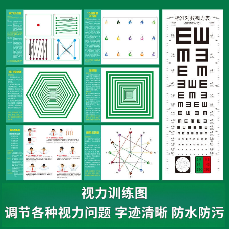 儿童视力训练挂图视力表近视弱视训练眼肌训练运动增视图保健操图