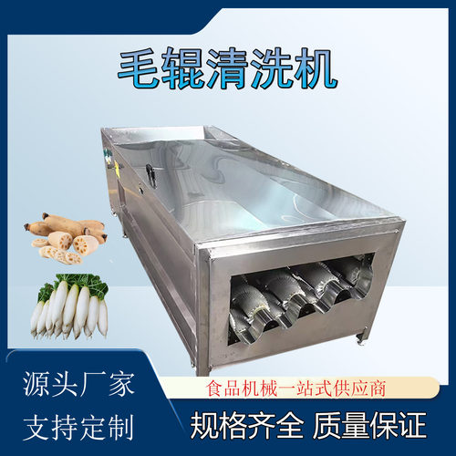 跑道式毛辊清洗机萝卜莲藕连续式洗泥机红薯山药香瓜喷淋清洗设备