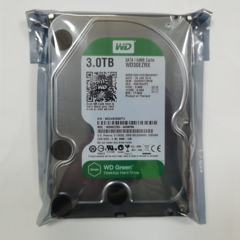 二手 西数 WD30EZRX 3T台式机硬盘64M 3.5寸 3TB绿盘静音监控CMR图片