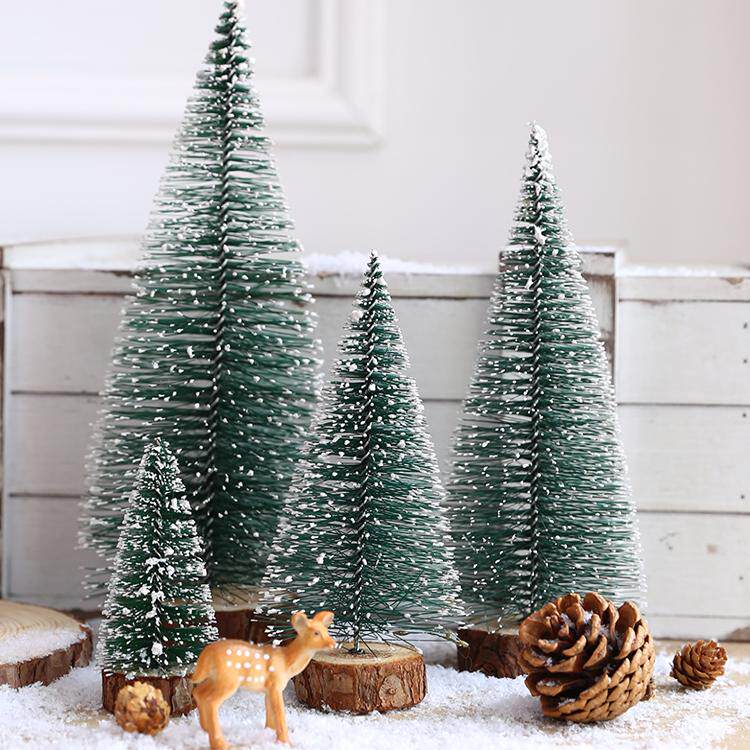 迷你雪桌面圣诞树摆件