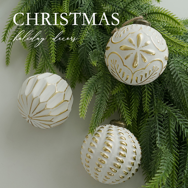 圣诞节礼物创意银色仿古球摆件