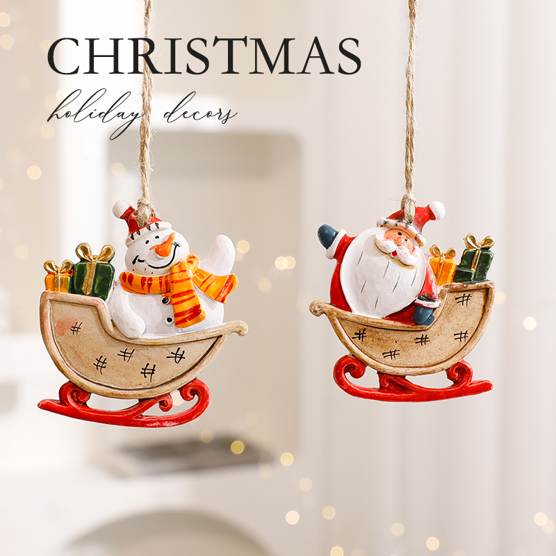 老人礼包雪人房子圣诞装饰袜挂件