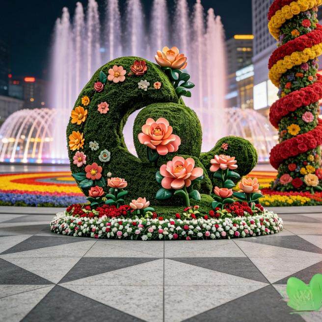 仿真绿雕工艺品荷花莲花景观制作艺术装置户外花坛装饰品生态摆件