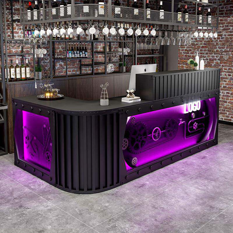 复古工业风收银台店铺餐厅接待台吧台桌酒吧台转角奶茶店柜台简约