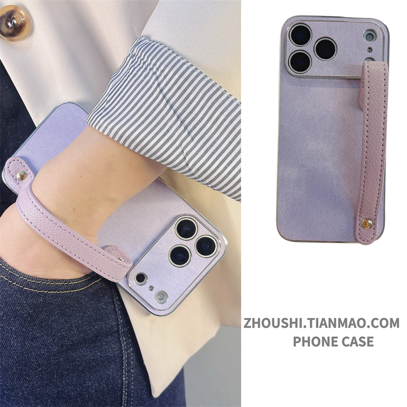 香芋紫色腕带秋冬皮纹适用一加12手机壳1+ACE2 pro高级感1+ace2v新款1+ace3V保护套1+Ace5防摔手提女简约全包