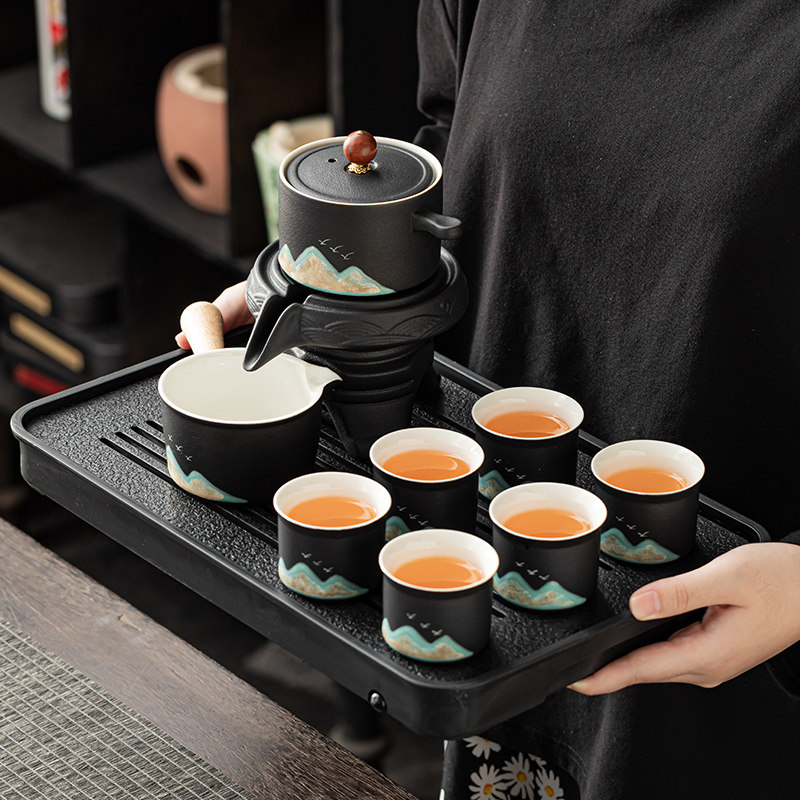 黑陶懒人自动茶具套组家用办公室轻奢高档茶盘2026新款泡茶器一体