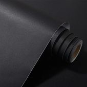 全黑色背景墙贴家具纯黑色贴纸自粘墙纸磨砂膜电脑桌面家具翻新