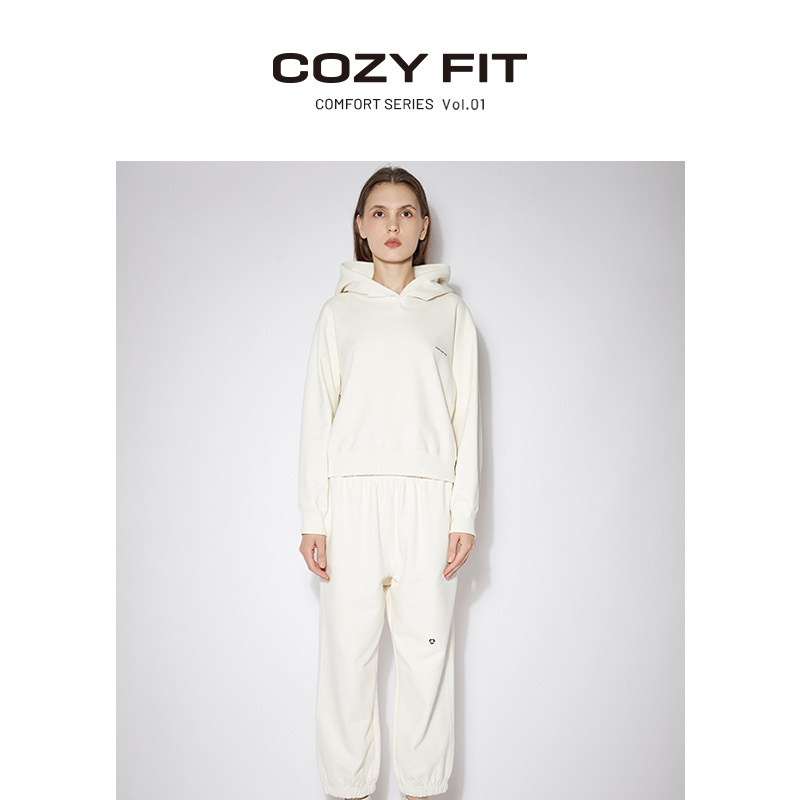 COZY FIT 秋季舒适系列纯棉连帽套头运动休闲短款卫衣上衣