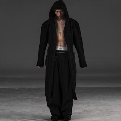 无性别长款小众设计毛绒睡衣大衣