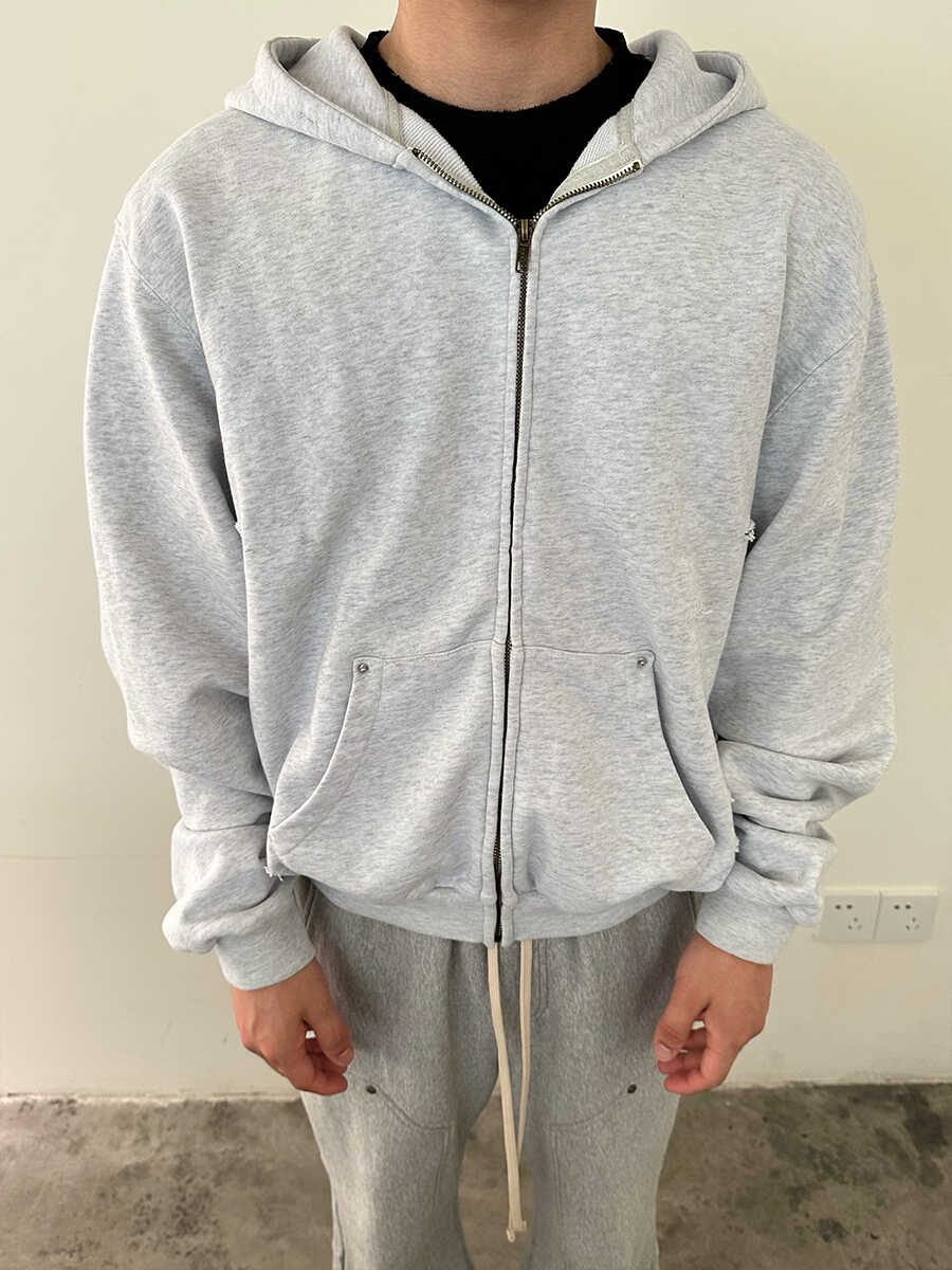 VULCAN连帽刺绣做旧纯色卫衣新款