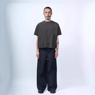 25SS肌理感锁边线轨迹极简廓形无领剪裁短袖 ETHEREAL Without