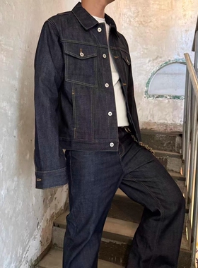 Without Me/SUNINWAVE16盎司窄幅红边赤耳原牛夹克短宽版牛仔质感