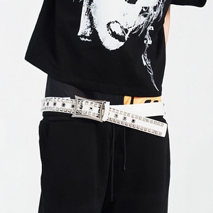 Without Me/PunkFK白色牛皮铆钉单针扣皮带|腰带朋克摇滚金属