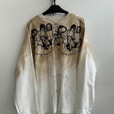 喷染印花做旧宽松廓形长袖卫衣