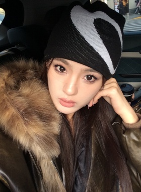 Without Me/小众设计透气情侣百搭LOGO显脸小针织毛线包头绒线帽