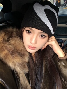 Without 小众设计透气情侣百搭LOGO显脸小针织毛线包头绒线帽