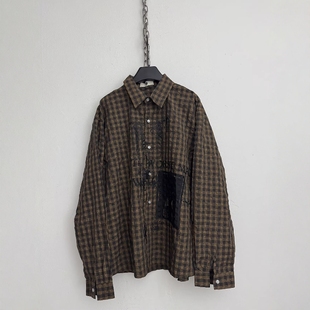 Without Me/SMILEANDSAD 手工aleistercrowley复古皱褶格纹泡衬衫