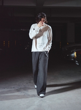 Without Me/RICHILL MELANCHOLY手绘插画人像钻石宽松圆领长袖T恤