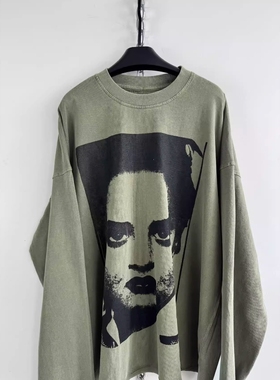 Without Me/Hell System Official 310G做旧水洗印花宽松廓形长袖