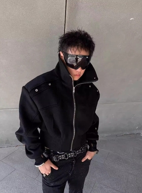 Without Me/Disark 25FW吸血鬼立领纯羊毛毛呢bomber毛呢夹克外套