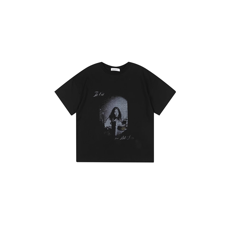 做旧人像印花vintagetee短宽短袖